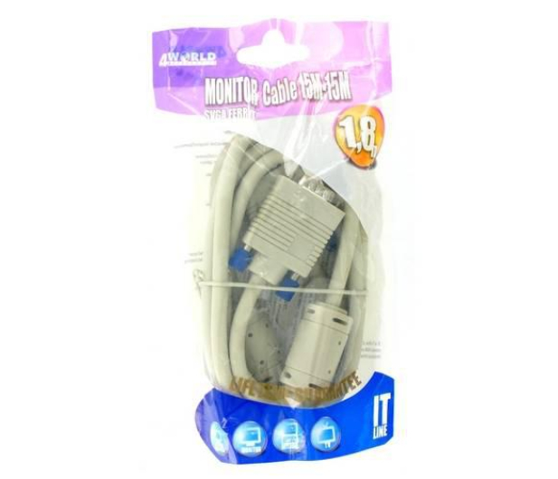 4World Monitorowy D-SUB SVGA M/M 1,8m Ferryt 04684 - 1404559 - zdjęcie 2